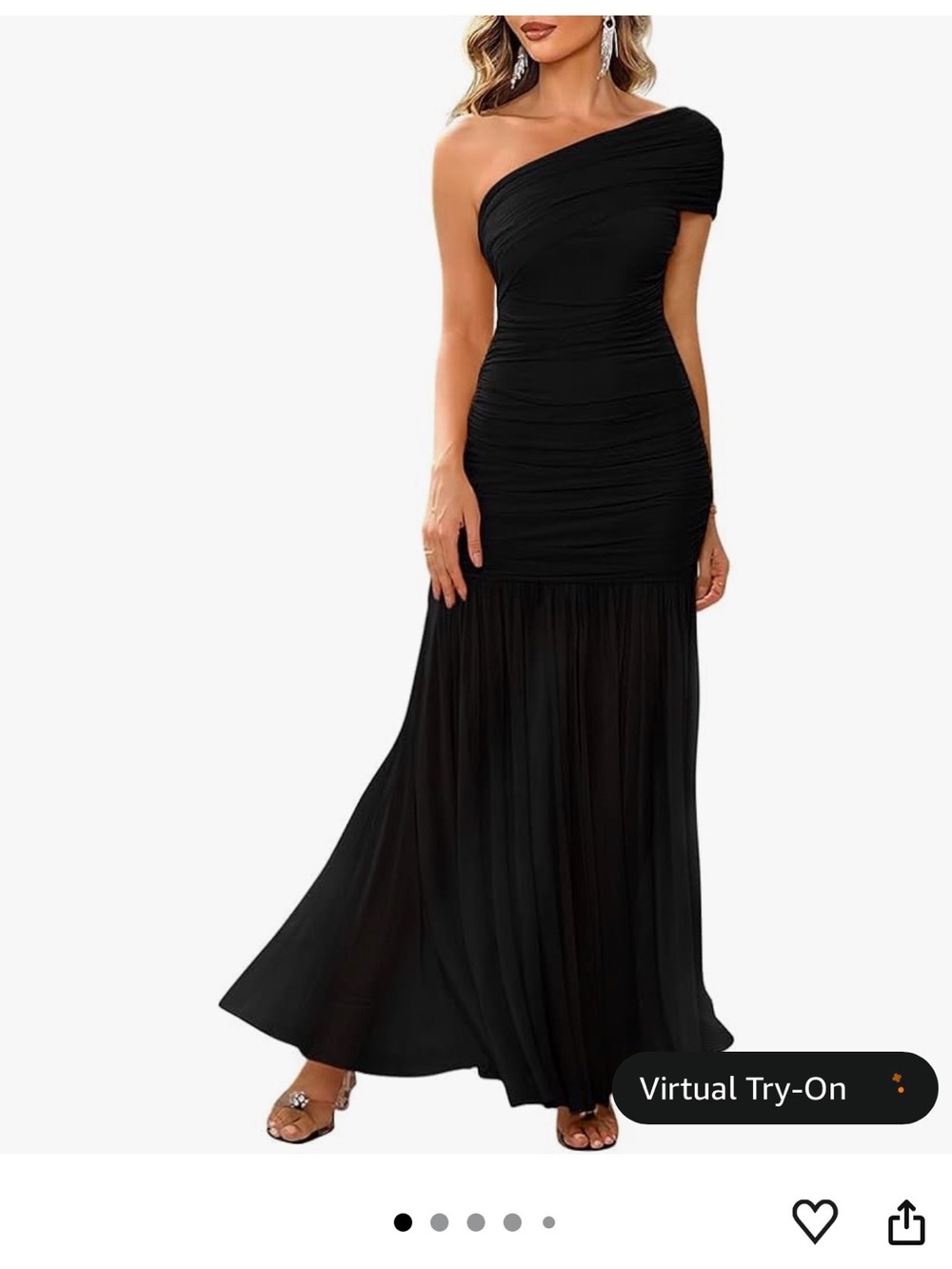Asymmetric One-Shoulder Black Evening Dress